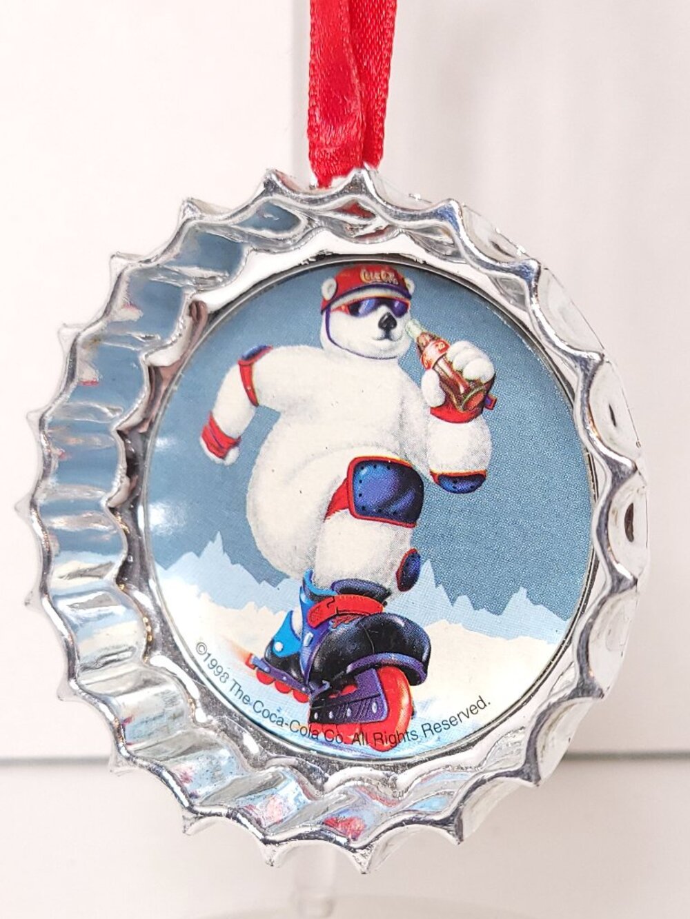 Coca-Cola Trim A Tree Polar Bear Bottle Cap Christmas Ornament